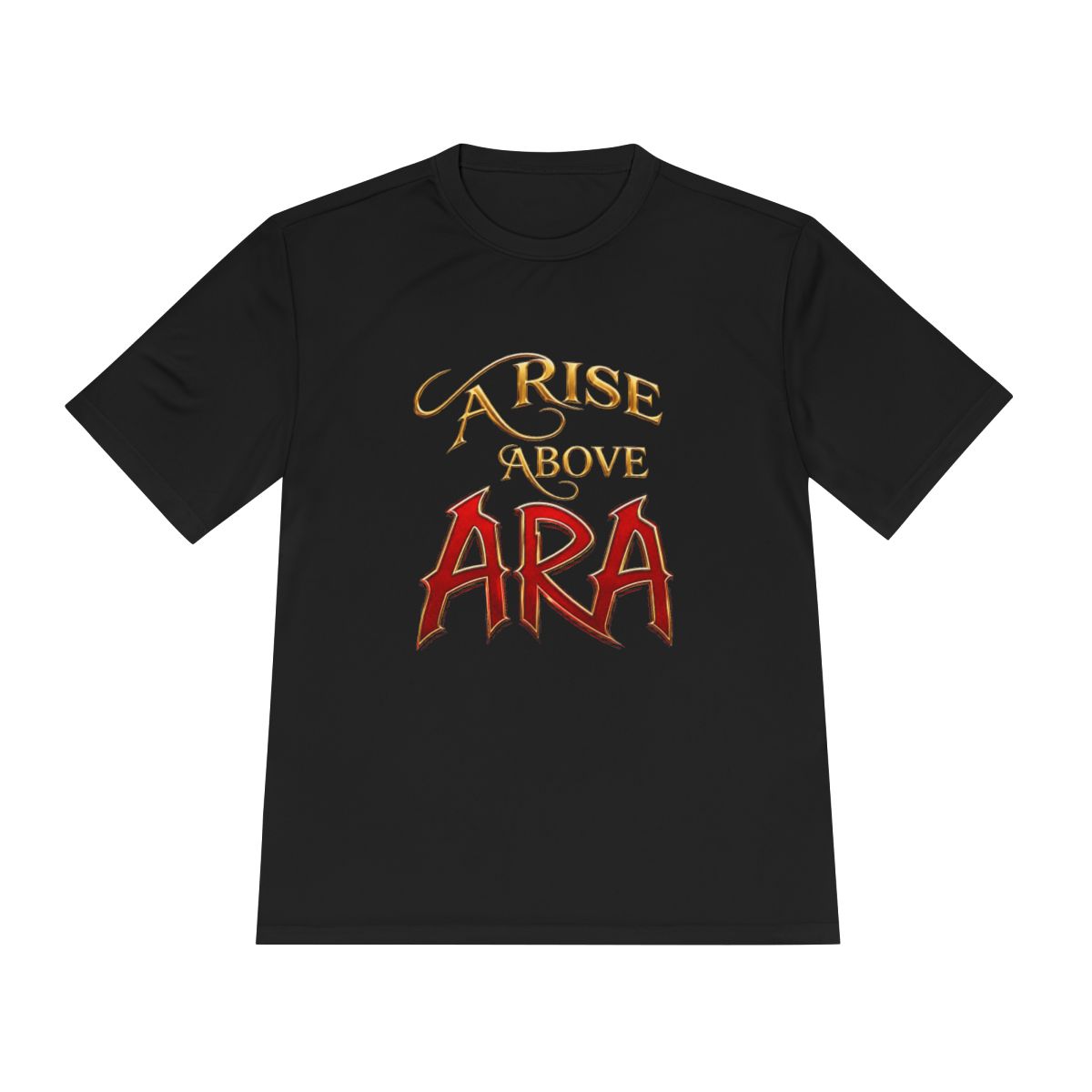 ARA, A Rise Above design on a black tee