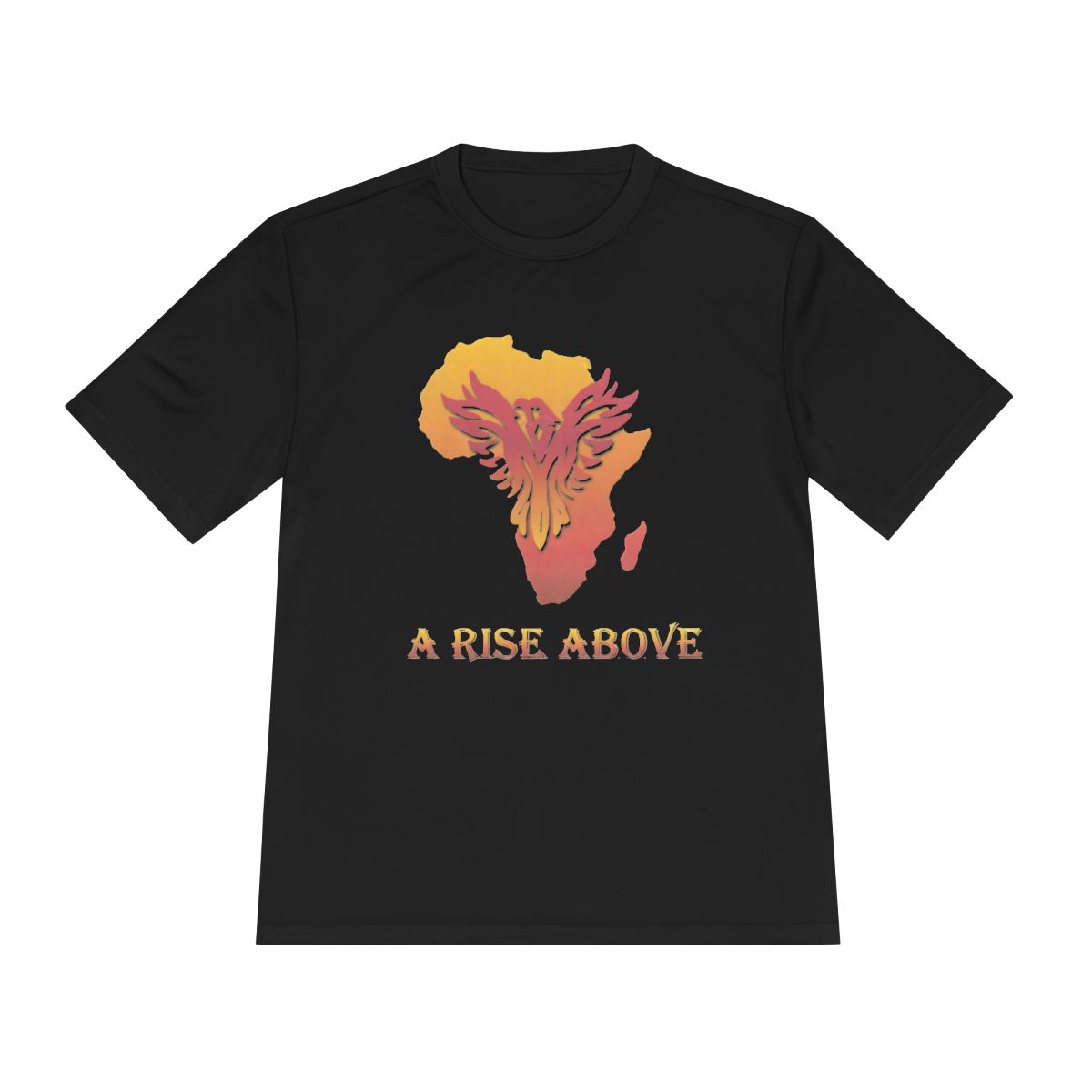 ARA Africa Phoenix, A Rise Above design on a black tee